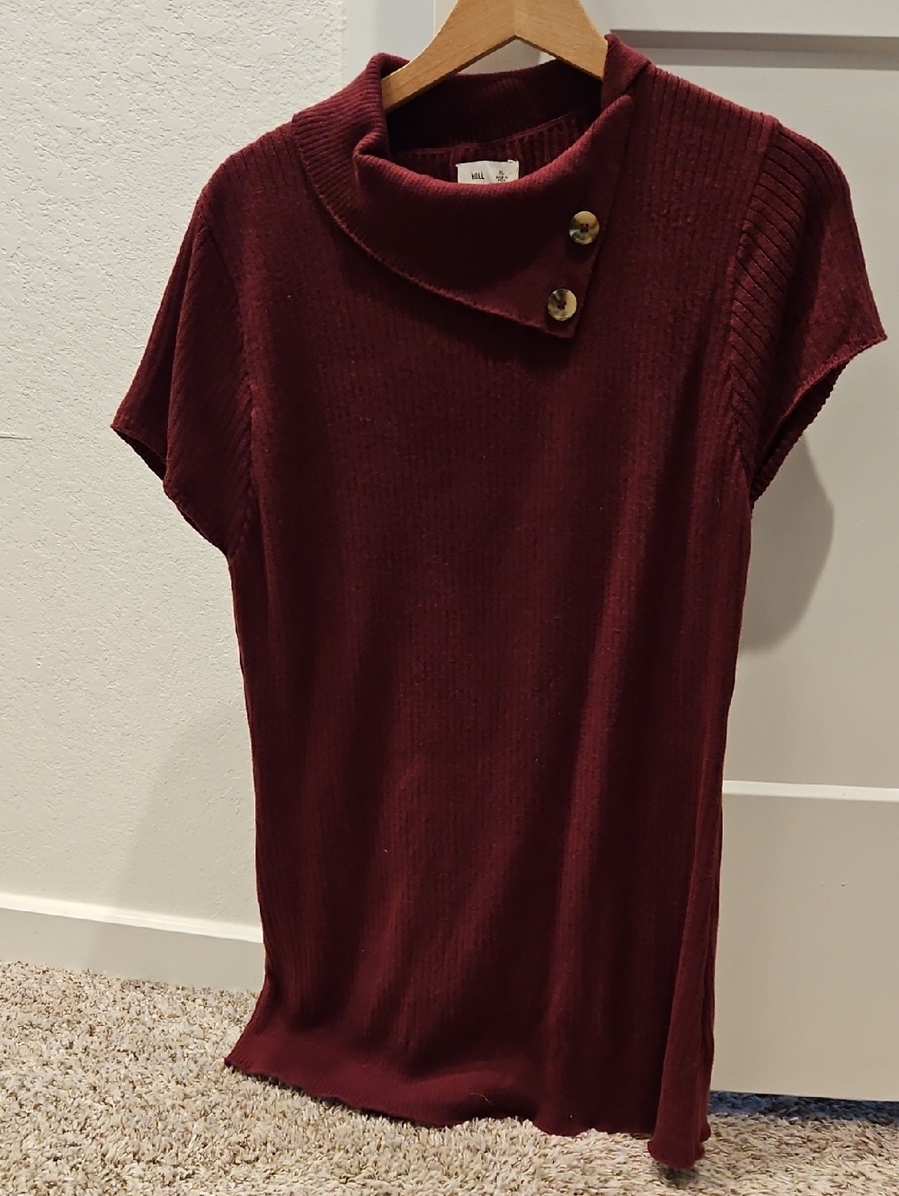 Hollister Ribbed Crewneck Top - Deep Red